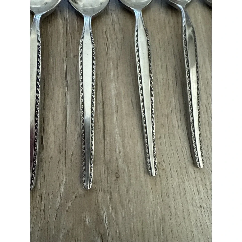 6 PCs National‎ Stainless Vintage Granada Pattern Flatware Teaspoons Japan